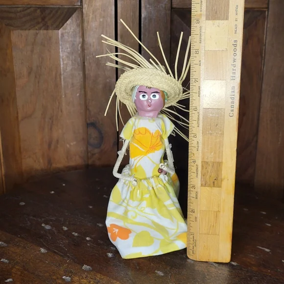 Handcrafted Doll with Yellow Floral Dress - Picture 4 of 11